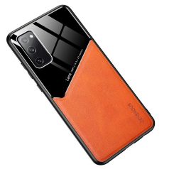   Lens tok - Xiaomi Redmi Note 9 narancssárga üveg / bőr tok beépített mágneskoronggal