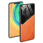 Lens tok - Xiaomi Redmi Note 9S / 9 Pro narancssárga üveg / bőr tok beépített mágneskoronggal