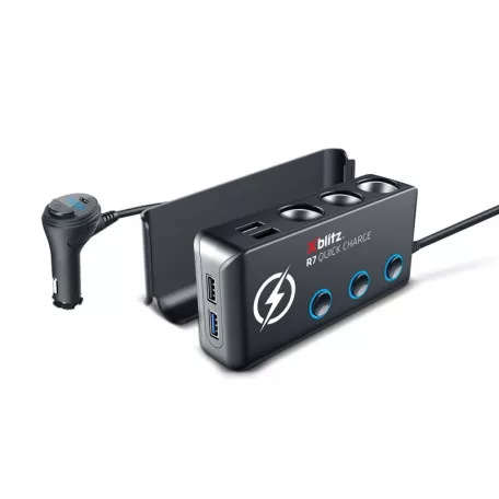 Xblitz R7 12/24V autós szivargyújtó elosztó gyorstöltéssel + 4X USB(Quickcharge 3.0, 2.4A), 1X USB-C