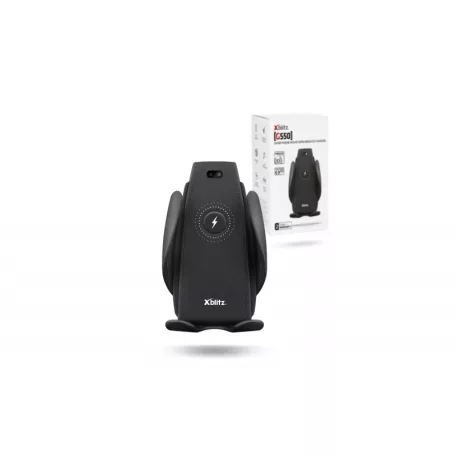 Xblitz G550 fekete automata, univerzális autós tartó vezeték nélküli (QI) töltéssel, szellőzőre, 10W
