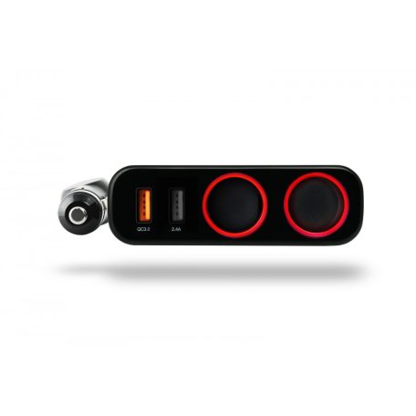 Xblitz R1 12/24V autós szivargyújtó elosztó gyorstöltéssel + 2X USB(Quickcharge 3.0, 2.4A)