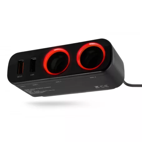 Xblitz R1 12/24V autós szivargyújtó elosztó gyorstöltéssel + 2X USB(Quickcharge 3.0, 2.4A)