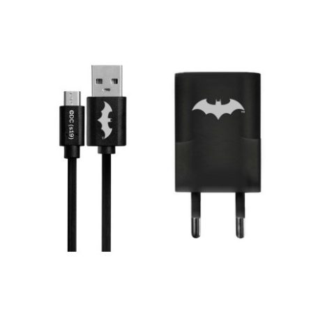 USB kábel DC - Batman 002 USB - Type-C adatkábel hálózati töltővel 1m fekete 1A