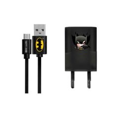   USB kábel DC - Batman 003 USB - MicroUSB adatkábel hálózati töltővel 1m fekete 1A