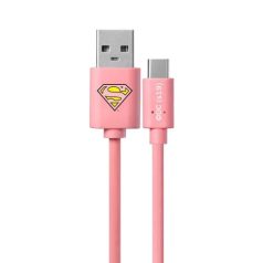   USB kábel DC - Superman 002 USB - MicroUSB adatkábel 1m pink