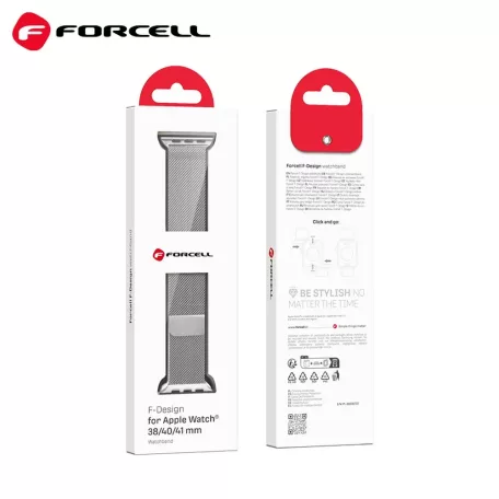 Forcell F-DESIGN Apple Watch 38mm/ 40mm/ 41mm fém óraszíj ezüst