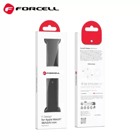 Forcell F-DESIGN Apple Watch 42mm/ 44mm/ 45mm/ 49mm szilikon óraszíj fekete
