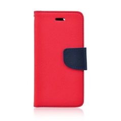   Fancy Xiaomi Redmi Note 14 4G (163,3mm) oldalra nyíló mágneses könyv tok szilikon belsővel piros - kék