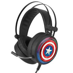   Marvel fejhallgató - Amerika Kapitány 001 USB-s gamer fejhallgató RGB színes LED világítással, állítható mikrofonnal (MHPGCAPAM001)