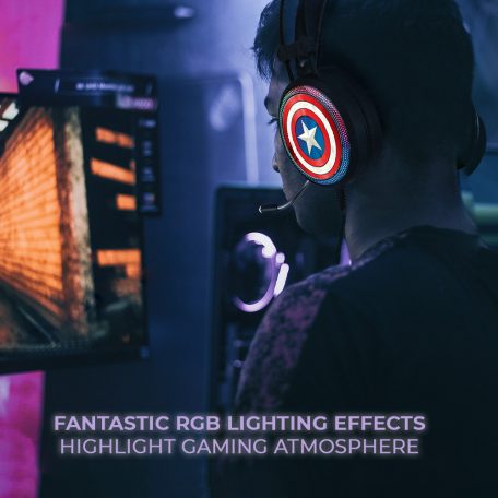 Marvel fejhallgató - Amerika Kapitány 001 USB-s gamer fejhallgató RGB színes LED világítással, állítható mikrofonnal (MHPGCAPAM001)