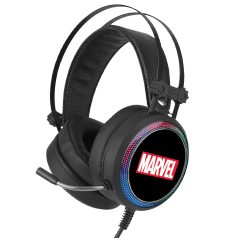   Marvel fejhallgató - Marvel 001 USB-s gamer fejhallgató RGB színes LED világítással, állítható mikrofonnal fekete (MHPGMV001)