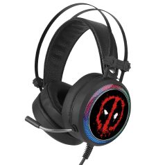   Marvel fejhallgató - Deadpool 001 USB-s gamer fejhallgató RGB színes LED világítással, állítható mikrofonnal (MHPGDPOOL001)
