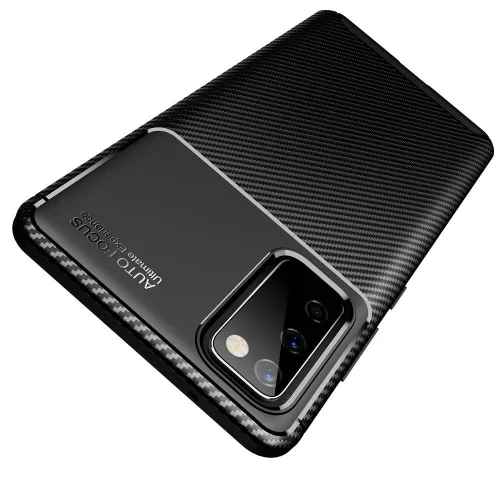 Apple iPhone 13 Pro (6.1) Carbon Fiber ütésálló szilikon tok fekete