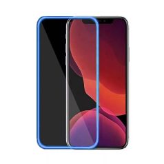   Fluoreszkáló Apple iPhone XS Max (6.5) előlapi üvegfólia kék