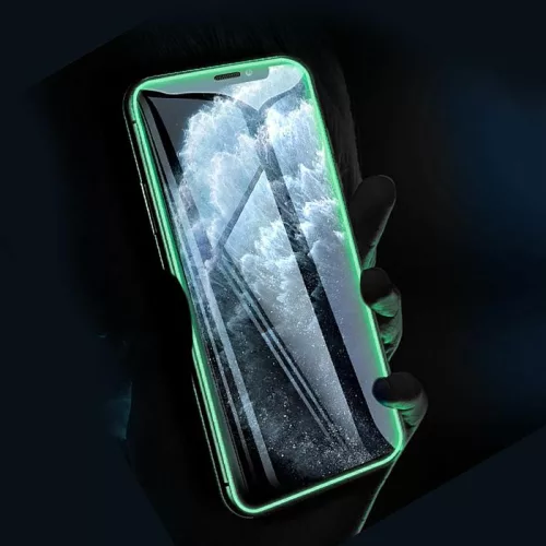 Fluoreszkáló Apple iPhone 11 Pro Max (6.5) 2019 előlapi üvegfólia zöld