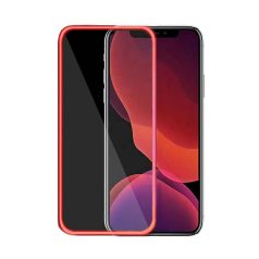   Fluoreszkáló Apple iPhone 11 Pro Max (6.5) 2019 előlapi üvegfólia piros