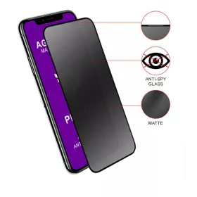   AG Privacy Anti-Static Apple iPhone 12 Pro Max 2020 (6.7) MATT kijelzővédő üvegfólia betekintés elleni védelemmel