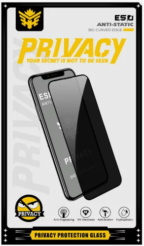 Privacy Anti-Static Apple iPhone 15 (6.1) kijelzővédő üvegfólia betekintés elleni védelemmel (9H)