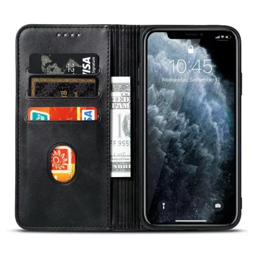 Marva Wallet Samsung A276 Galaxy A27 5G oldalra nyíló ökobőr könyvtok szilikon belsővel fekete