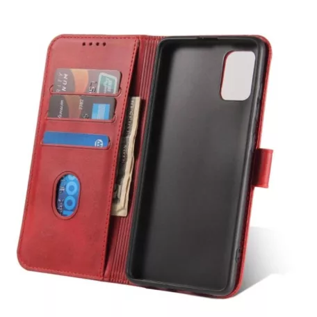 Marva Wallet Xiaomi Redmi 15 5G (171mm) oldalra nyíló ökobőr könyvtok szilikon belsővel piros