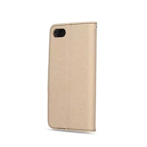 Fancy Apple iPhone 14 Pro (6.1) oldalra nyíló mágneses könyv tok szilikon belsővel arany - fekete