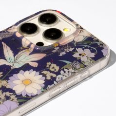   Glow Glam - Xiaomi Redmi 15 4G / Redmi 15 5G (171mm) virágmintás szilikon tok, kék