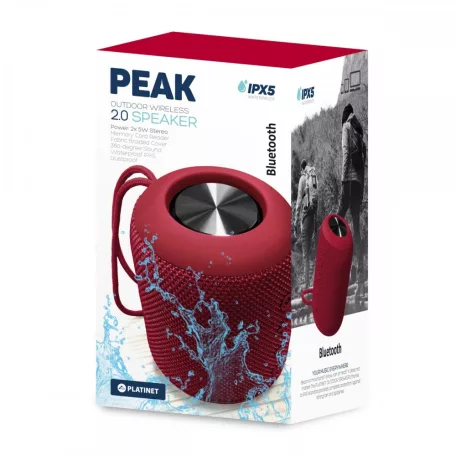 Platinet PMG13 IP5X bluetooth hangszóró, 10W (2*5W), BT V4.2, AUX, USB, MicroSD, piros