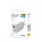 Platinet hálózati gyorstöltőfej USB és Type-C csatlakozóval 3A fehér (18W)