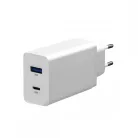 Platinet hálózati gyorstöltőfej USB és Type-C csatlakozóval 2x5V/3A fehér (30W)