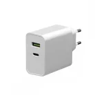 Platinet hálózati gyorstöltőfej USB és Type-C csatlakozóval 20V/2.25A fehér (45W)