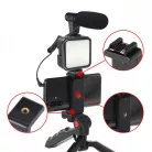 Platinet PMVG4IN1 4IN1 Led selfielámpa telefontartóval, mikrofonnal és tripod állvánnyal