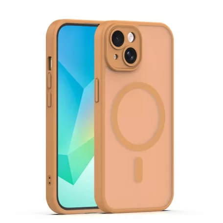 Mag Matt Apple iPhone 15 (6.1) MagSafe TPU/PC tok beépített mágneses gyűrűvel, barna