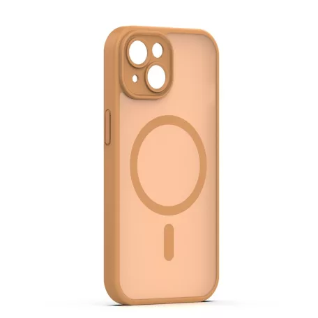Mag Matt Apple iPhone 15 (6.1) MagSafe TPU/PC tok beépített mágneses gyűrűvel, barna