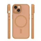 Mag Matt Apple iPhone 15 (6.1) MagSafe TPU/PC tok beépített mágneses gyűrűvel, barna