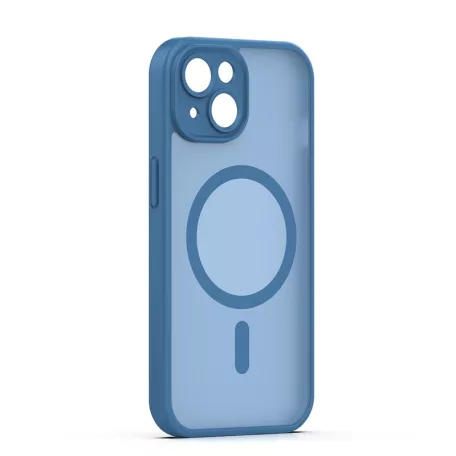 Mag Matt Apple iPhone 15 (6.1) MagSafe TPU/PC tok beépített mágneses gyűrűvel, sötétkék