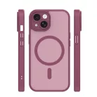 Mag Matt Apple iPhone 15 (6.1) MagSafe TPU/PC tok beépített mágneses gyűrűvel, bordó
