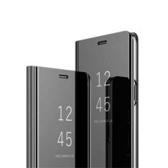   Clear View Samsung S10 Lite / A91 fekete oldalra nyíló tükrös tok
