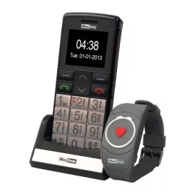   Maxcom MM715BB kártyafüggetlen idősgondozó mobiltelefon SOS karpereccel, extra nagy gombokkal (magyar nyelvű menüvel)