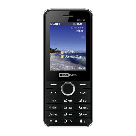 Maxcom MM136 mobiltelefon, dual sim-es kártyafüggetlen, bluetooth-os, fm rádiós fekete-szürke (magyar nyelvű menüvel)
