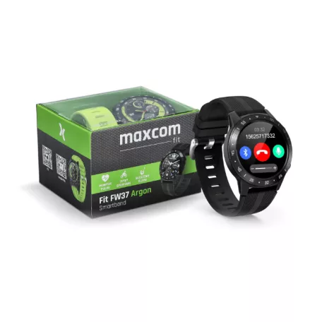 Maxcom Fit FW37 Argon fekete IP67 vízálló okosóra pulzus és vérnyomásmérővel