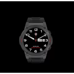   Maxcom FW63 Cobalt Pro fekete IP68 vízálló okosóra pulzus és vérnyomásmérővel Amoled kijelzővel mikrofonnal