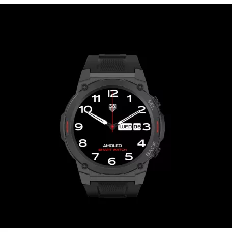 Maxcom FW63 Cobalt Pro fekete IP68 vízálló okosóra pulzus és vérnyomásmérővel Amoled kijelzővel mikrofonnal