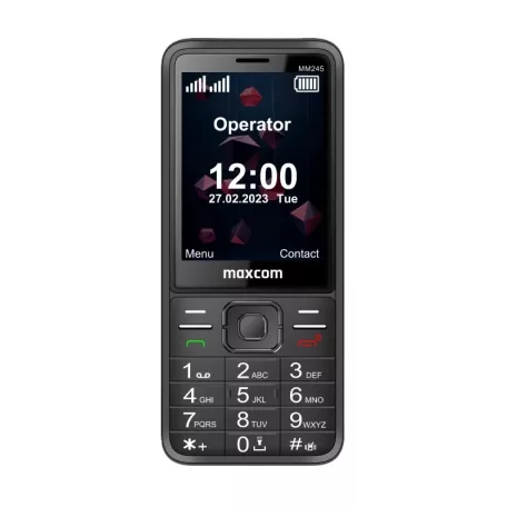 Maxcom MM245 4G fémházas mobiltelefon, dual sim-es kártyafüggetlen, fekete (magyar nyelvű menüvel)