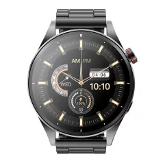   Maxcom FW66 Iron R fekete vízálló fémházas AMOLED okosóra pulzus és vérnyomásmérővel