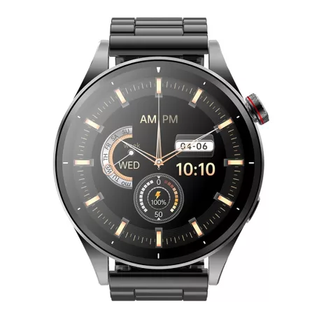 Maxcom FW66 Iron R fekete vízálló fémházas AMOLED okosóra pulzus és vérnyomásmérővel