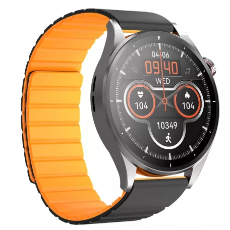 Maxcom FW66 Iron R fekete vízálló fémházas AMOLED okosóra pulzus és vérnyomásmérővel