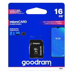   Goodram microSDHC 16GB Class 10 memóriakártya SD adapterrel Artisjus matricával - M1AA-0160R12