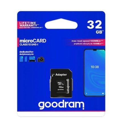 Goodram microSDHC 32GB Class 10 memory card with SD adapter for hungarian market