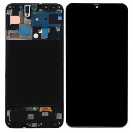 Samsung A715 Galaxy A71 (2020) fekete gyári LCD kijelző érintővel és kerettel