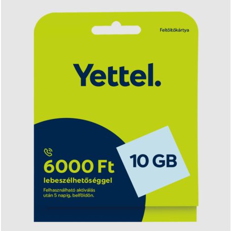 Bliszteres Yettel aktiválatlan sim kártya 6000 Ft lebeszélhetőséggel és 10GB mobilnettel